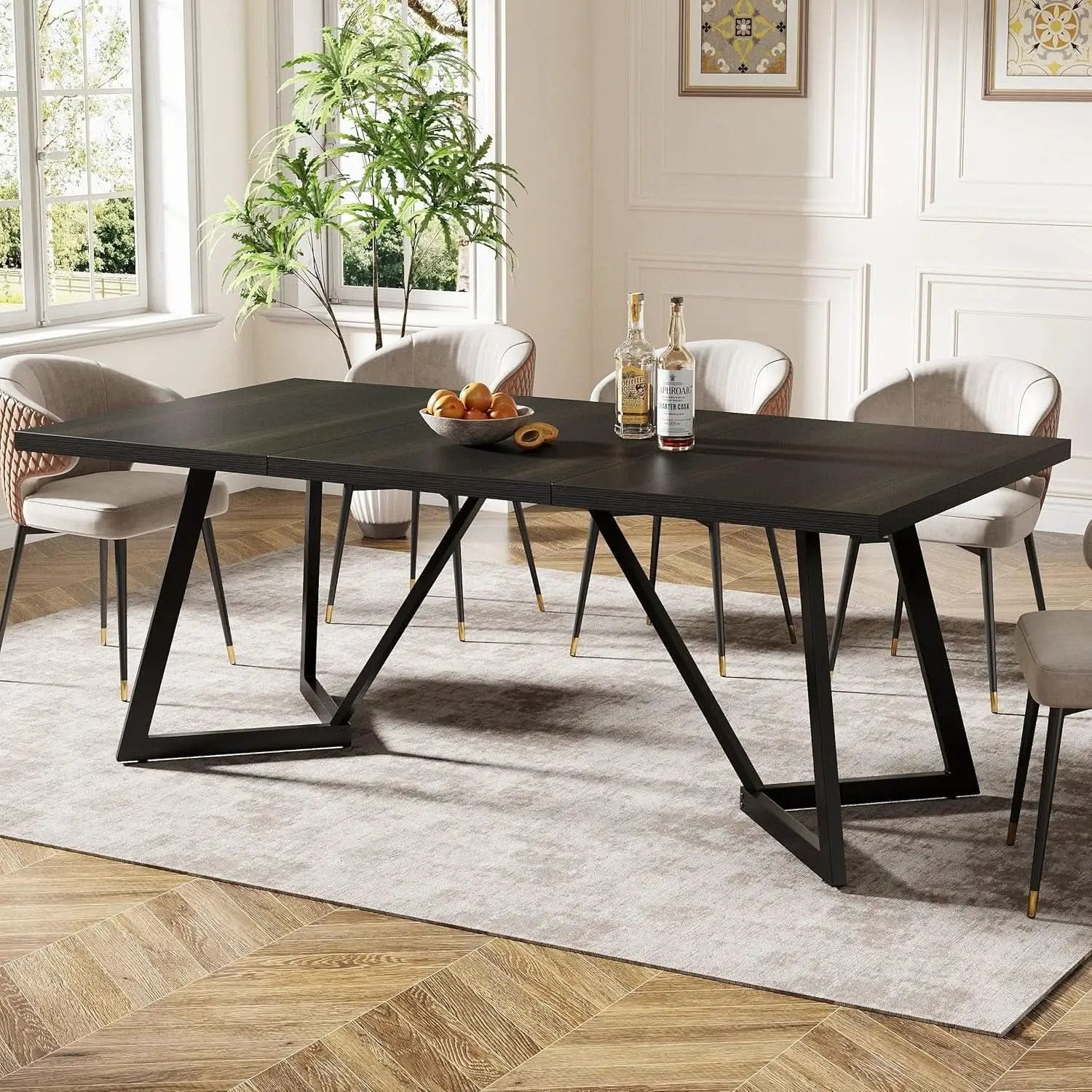 70.86 Inch Black Dining Table For 4 To 6 Family Room from PriceLows™