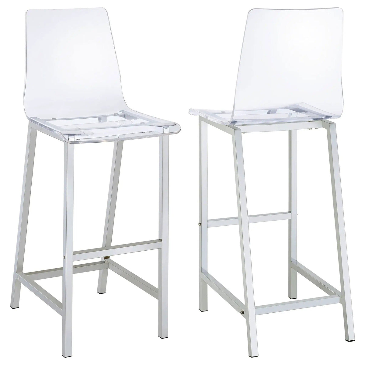 Juelia Clear Acrylic Bar Chair Chrome (Set of 2) Bar Height (28"-30") | 17 x 21 x 46 in | Acrylic | Home
