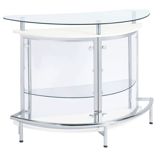 Amarillo Freestanding Glass Top Home Bar Wine Cabinet | 50.75 x 20 x 41 in | Tempered Glass & Acrylic | White