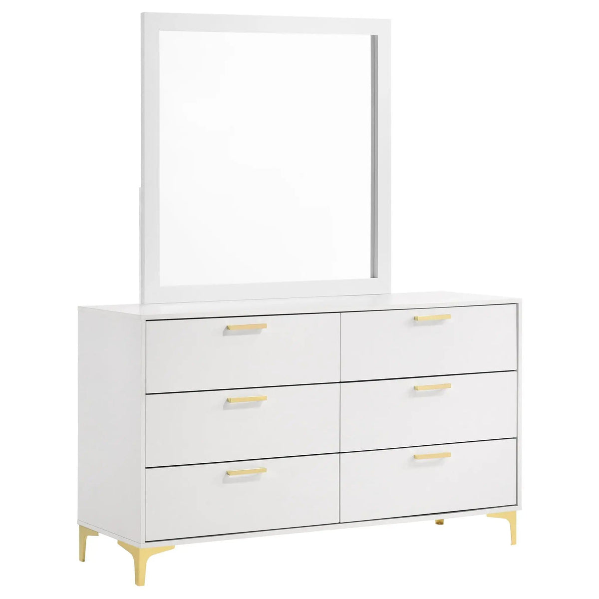 Kendall 6-drawer Dresser with Mirror | 58.5 x 15.75 x 73.75 in | 6-Drawer | White