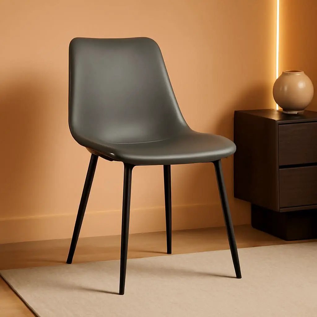 Monte Dining Chair Gray Faux Leather Upholstered Model from PriceLows™