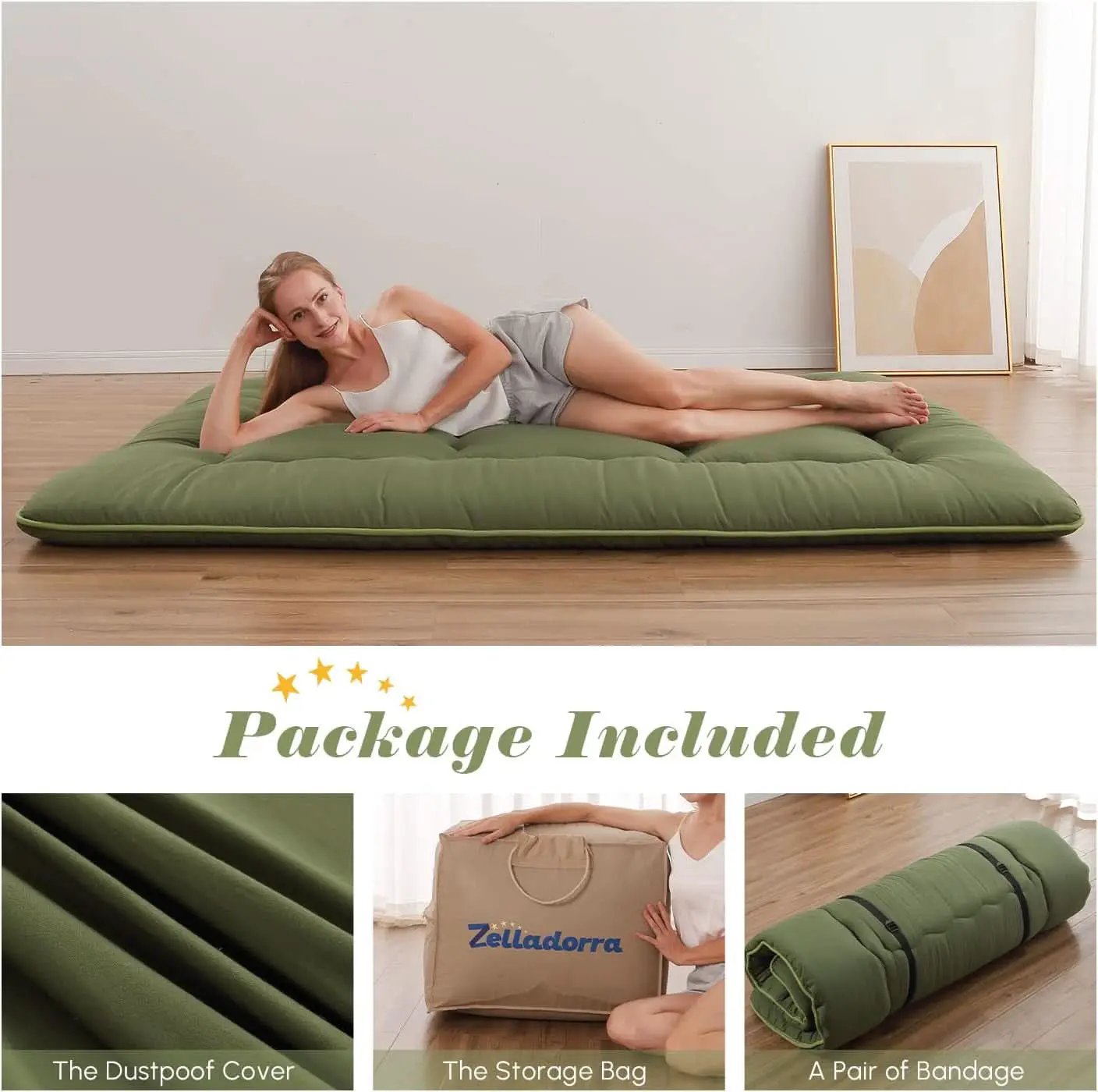 Twin Futon Mattress Portable Thick Roll-Up Floor Comfort from PriceLows™