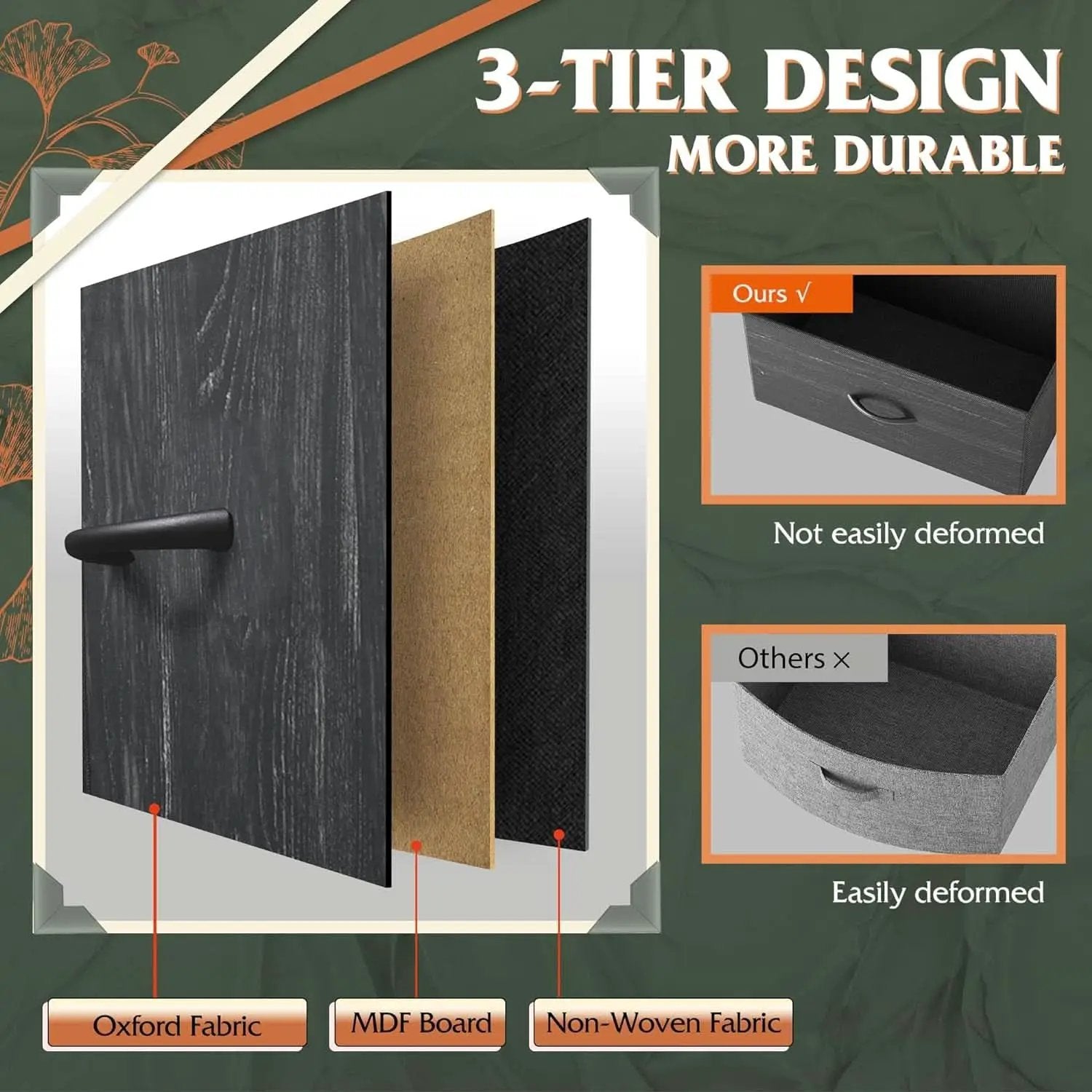 Tall Fabric Dresser With 8 Drawers In Charcoal Black Wood Grain from PriceLows™
