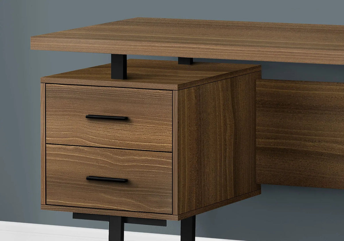 60 Inch Computer Desk | Laminate Finish | Two Top Drawers And File Drawer | Reversible Set-Up