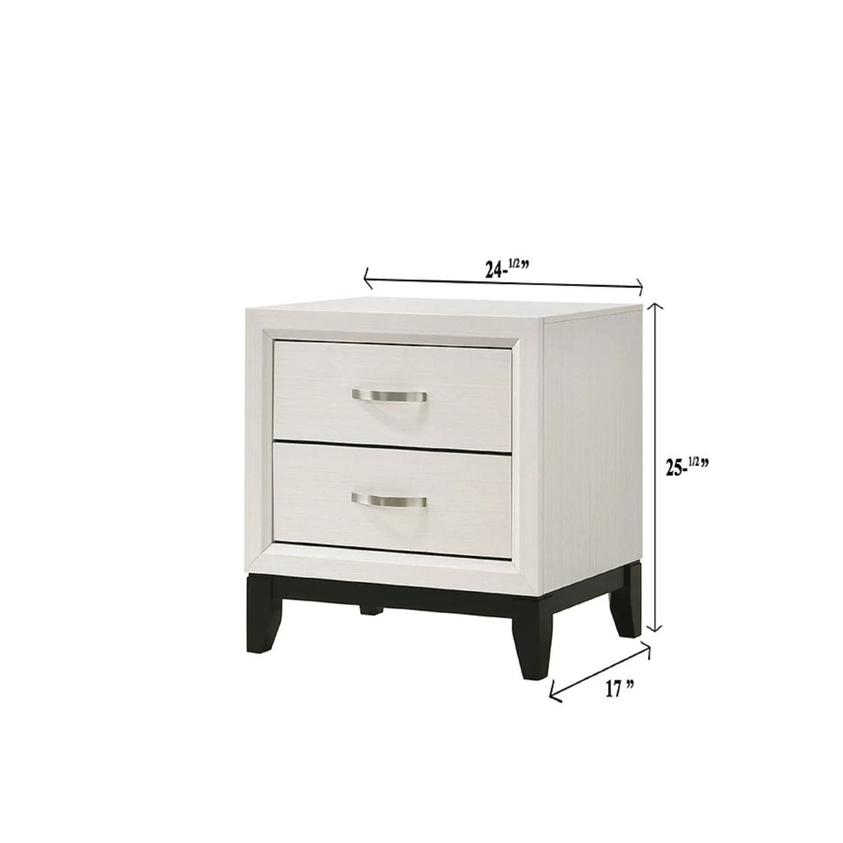 Nightstand | Two Drawer Storage | White Chalk Finish | Metal Pull Handle