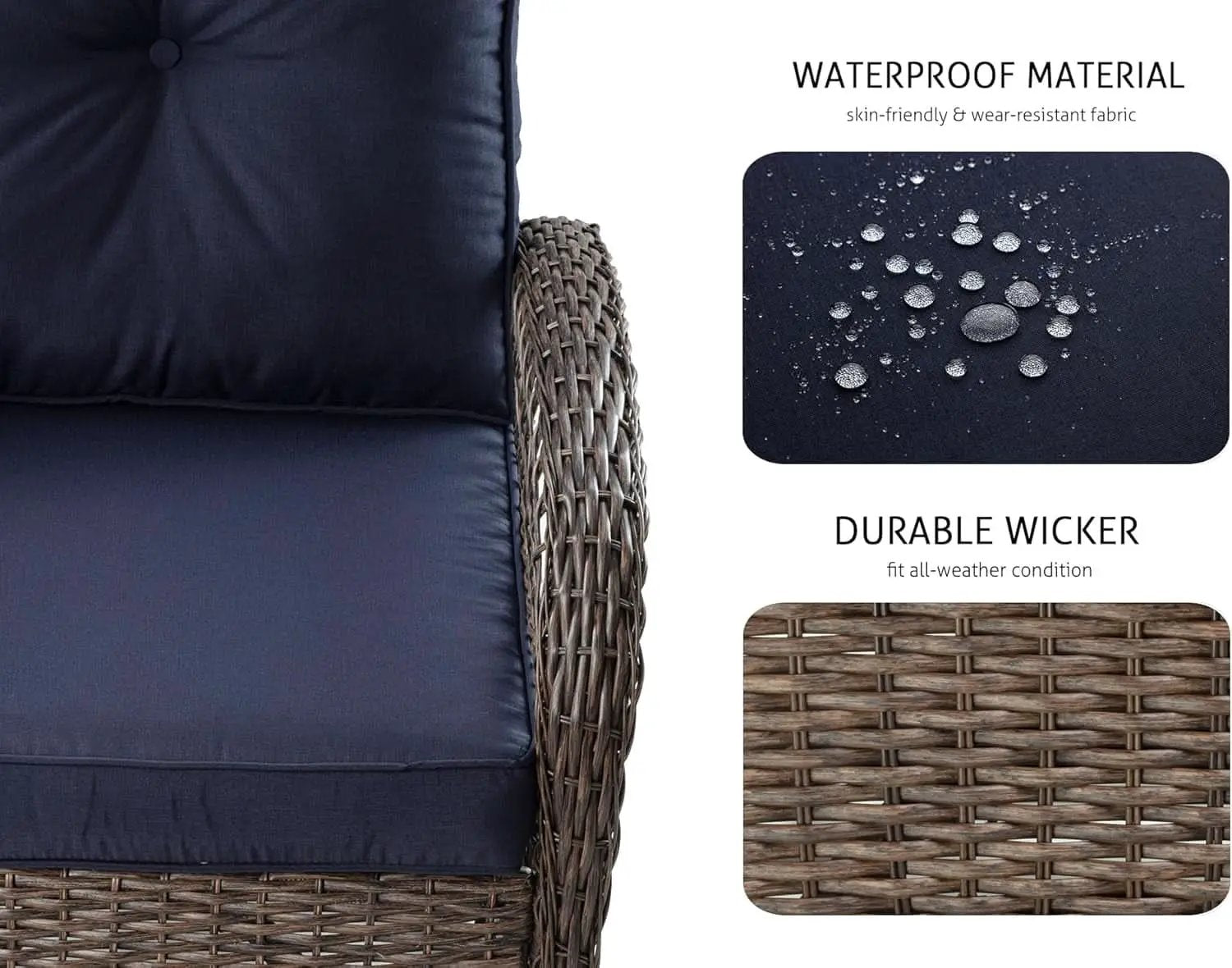 Outdoor Wicker Swivel Glider Rocker Patio Furniture Set from PriceLows™