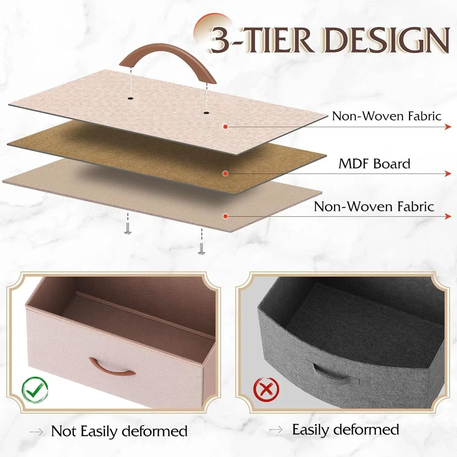 4 Drawer Pink Rose Gold Fabric Dresser With Wood Top from PriceLows™