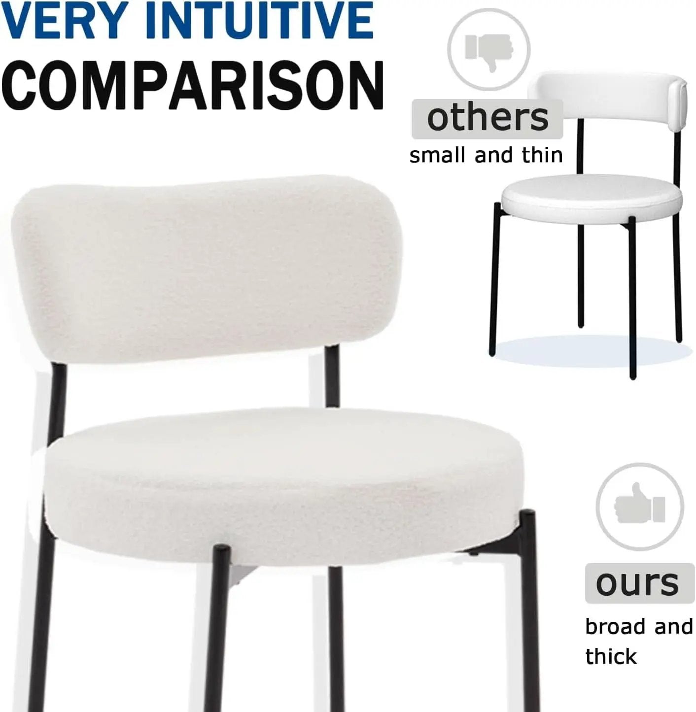 White Boucle Upholstered Dining Chairs With Cushions from PriceLows™