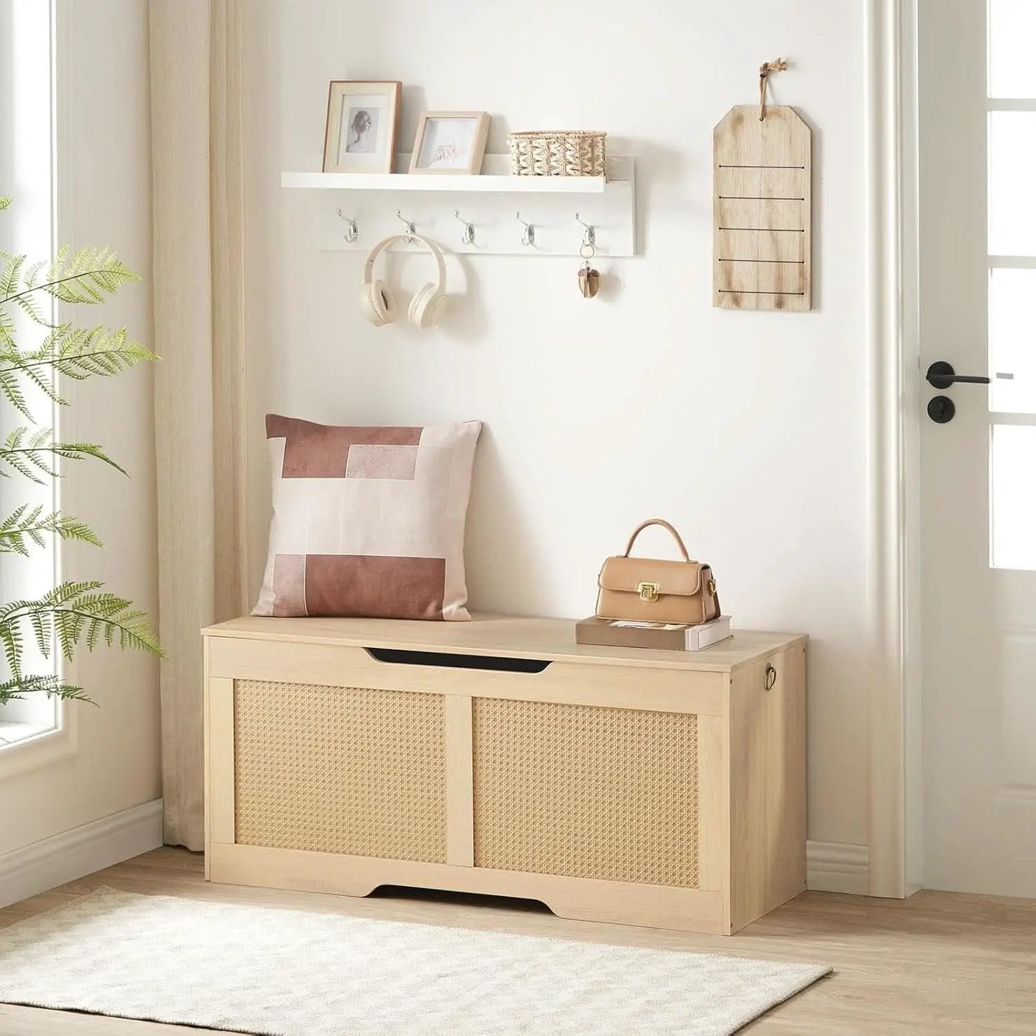 FortyThreeInch RattanLike StorageChest Bench With Safety Hinge from PriceLows™
