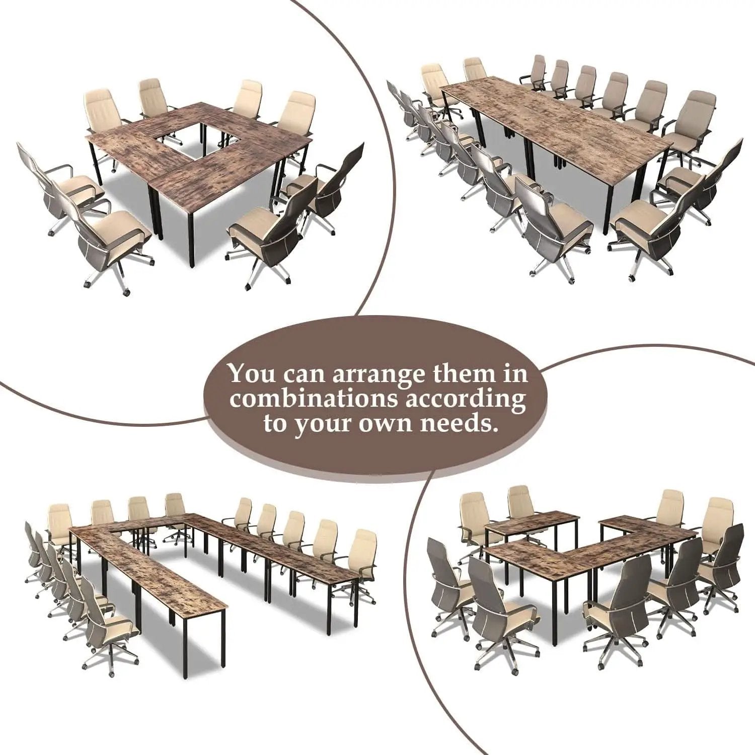 Rustic Vintage Brown Conference Table For 16 Seats from PriceLows™