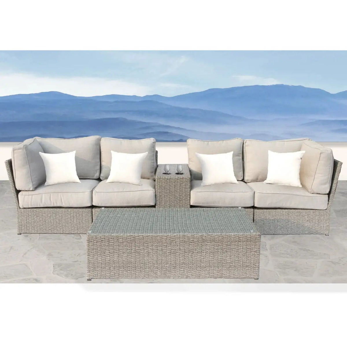 Modular Wicker Patio Seating Group | HDPE Wicker | Rustproof Aluminum Frame | 10 Thick Cushions