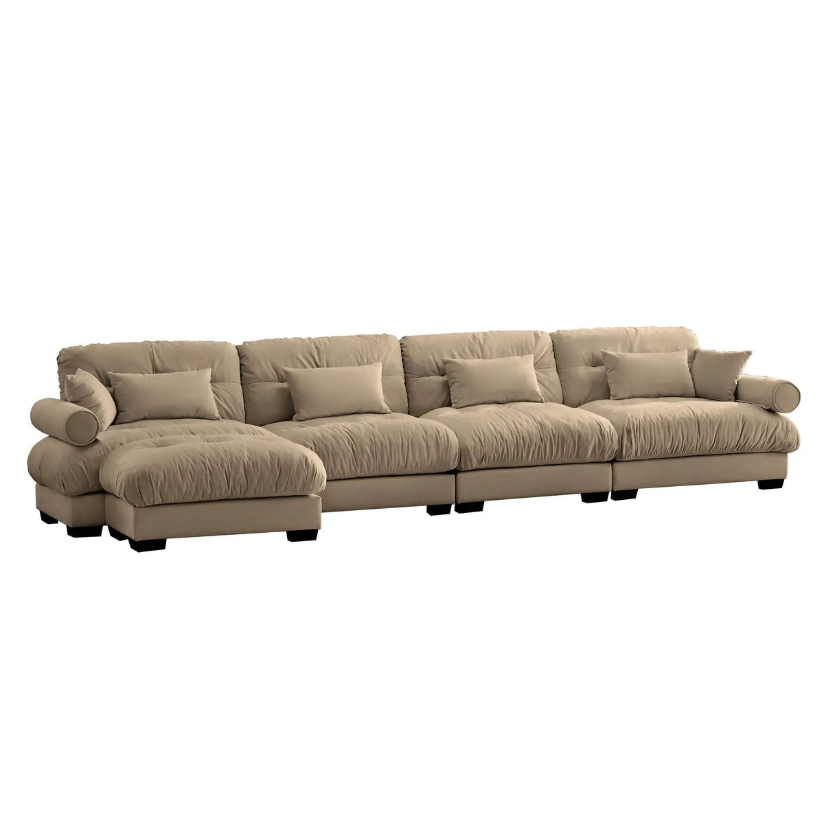 Modern Sectional Sofa | With Ottoman | Deep Seat Cushions | Throw Pillows