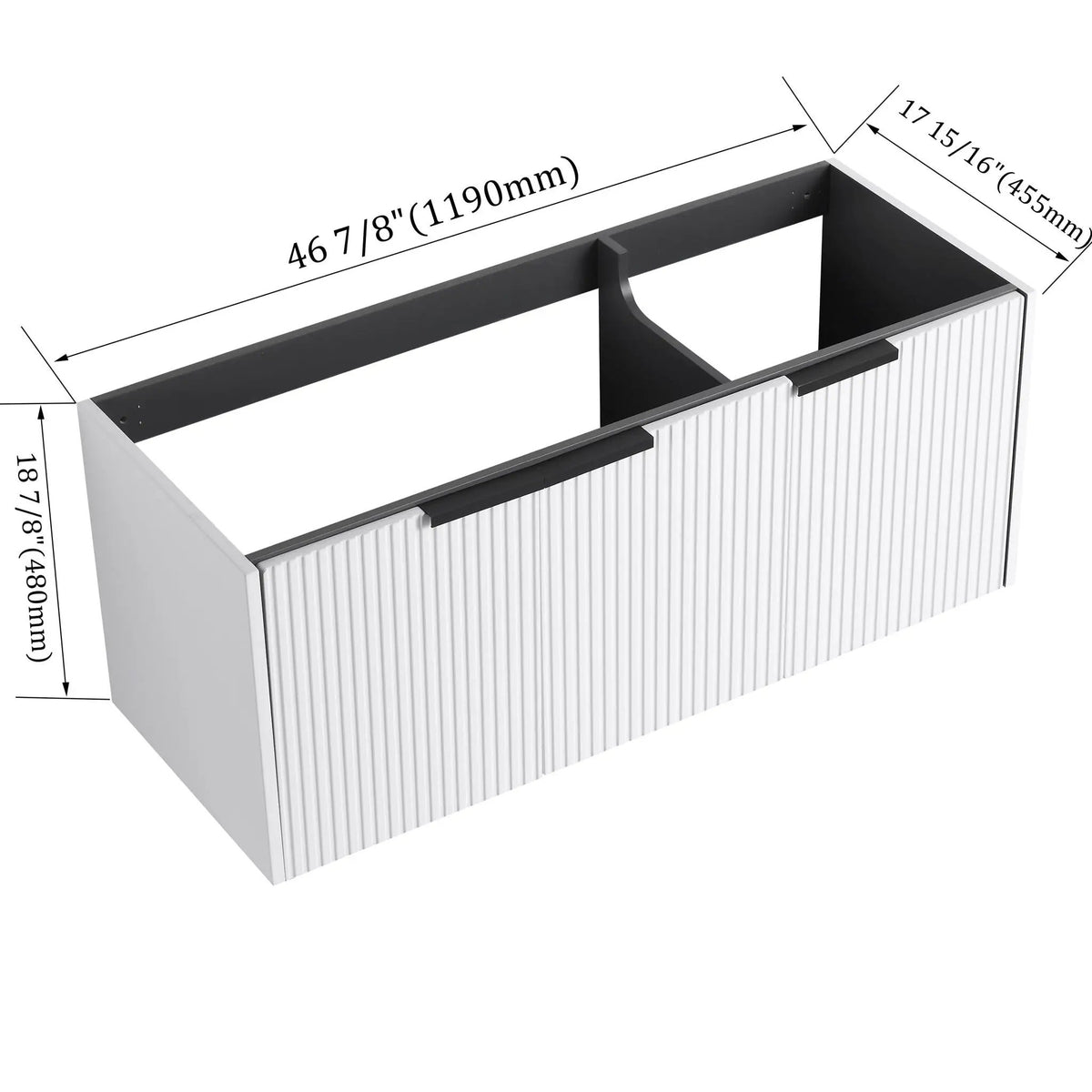 Wall Mounted Bathroom Vanity | Soft Close Doors | Wavy Door Panels
