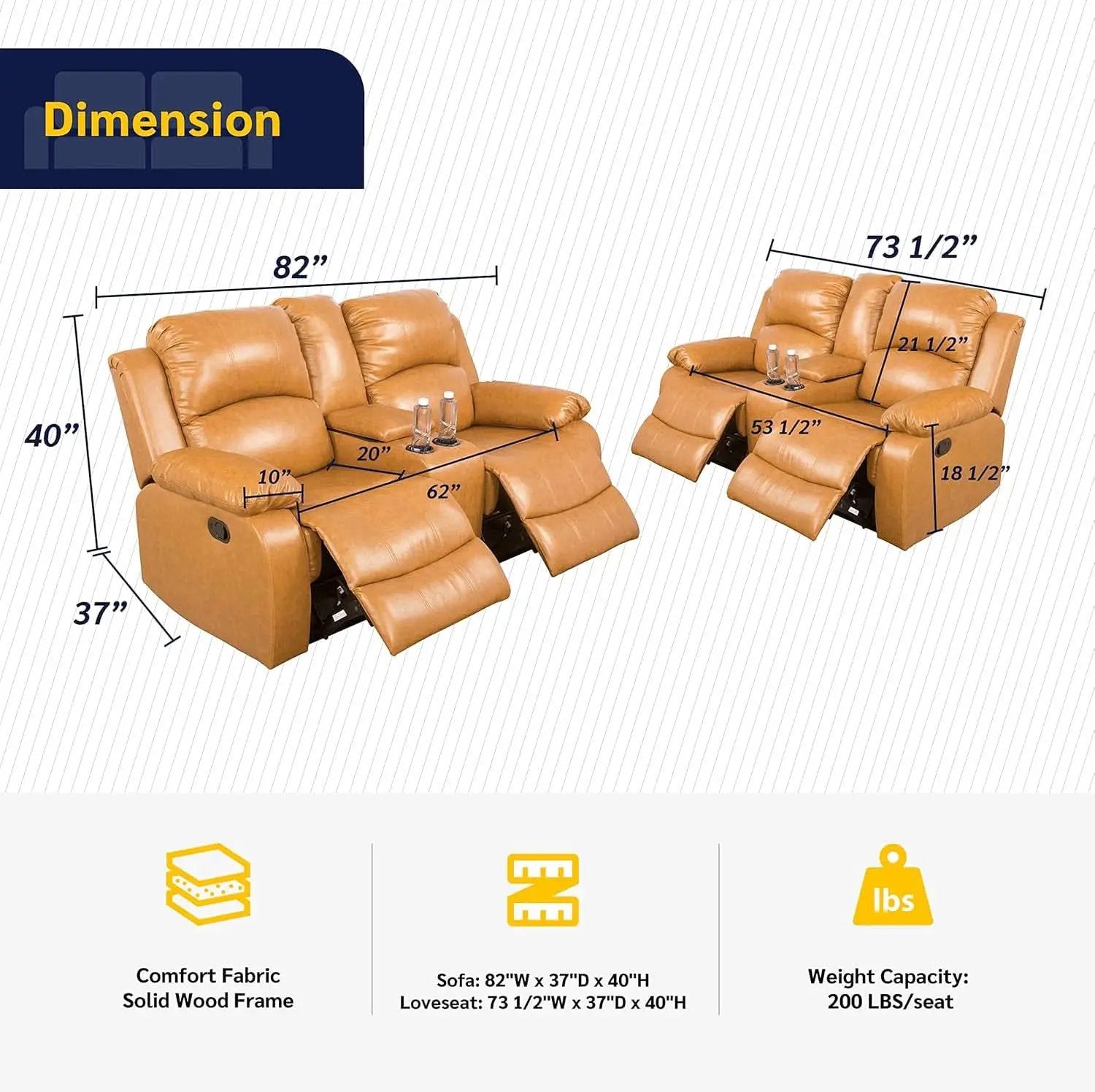 Alpine Ginger Living Room Recliner Set 2 Piece Love Seat from PriceLows™