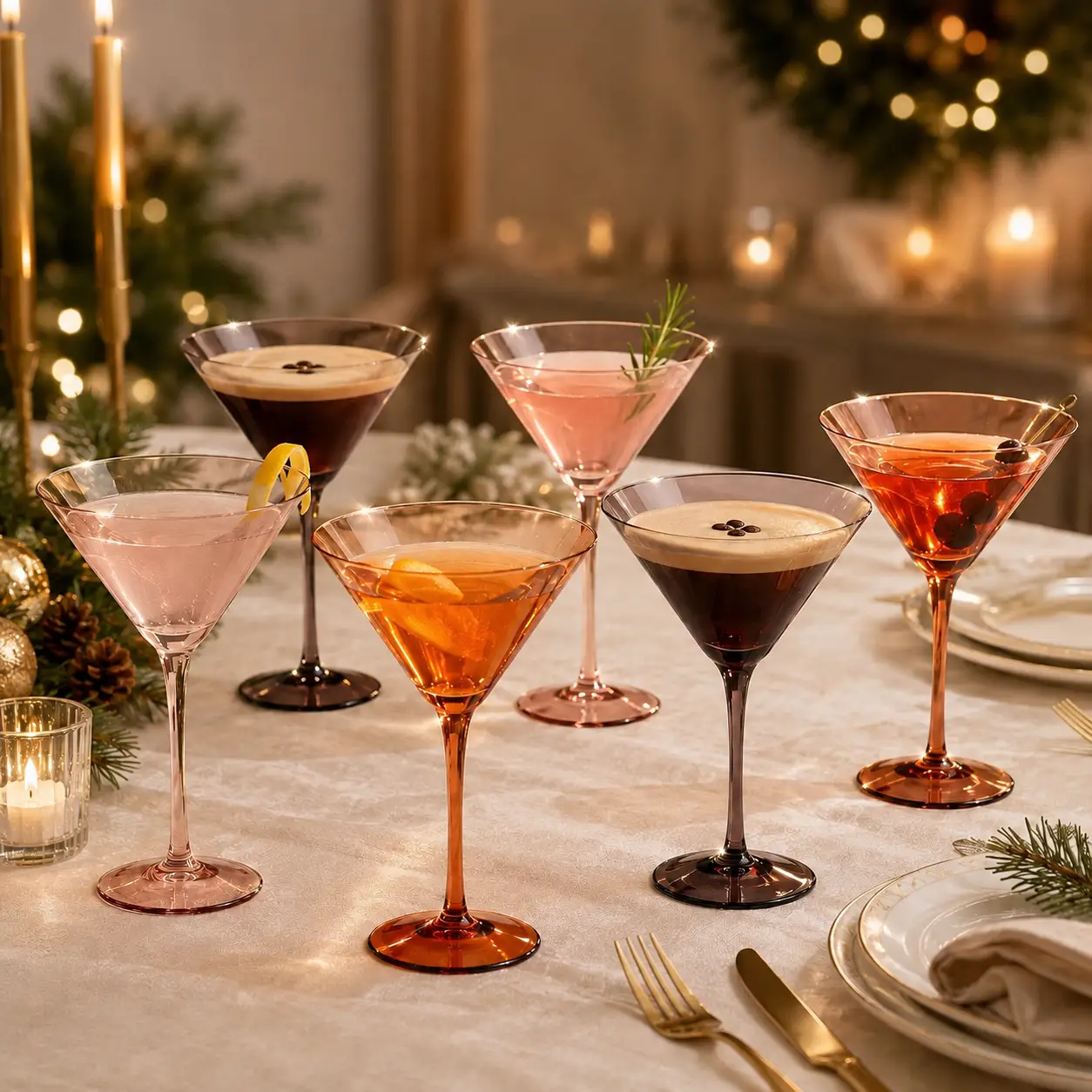 Venus Martini Cocktail Glassware, Set of 6