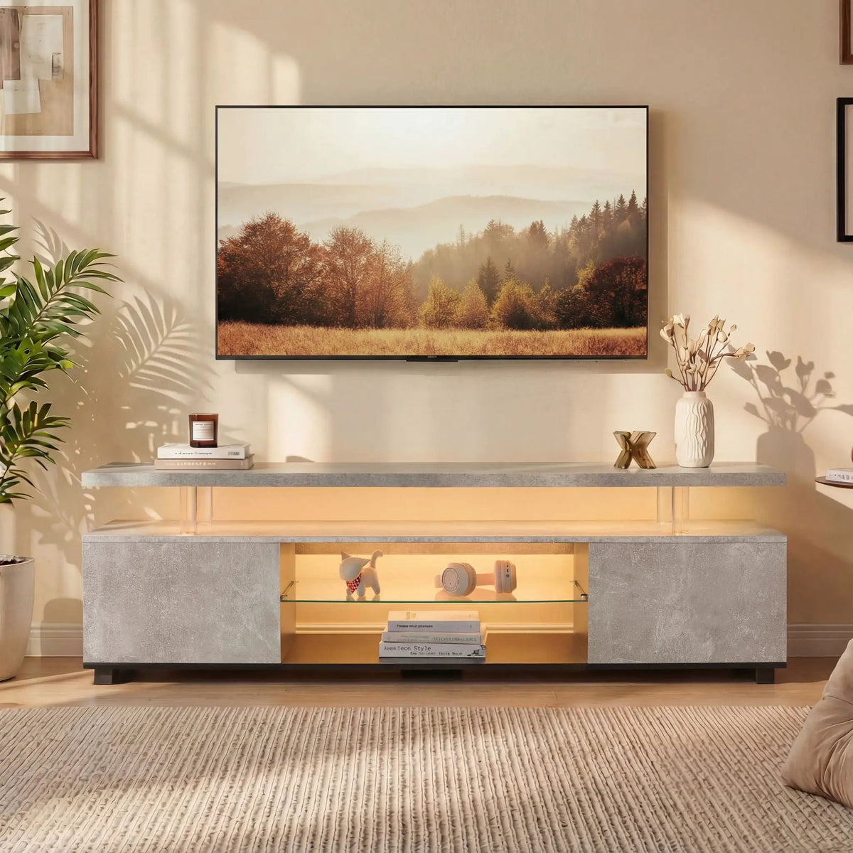 TV Stand | Built In LED | Large Side Cabinet | Modern Style