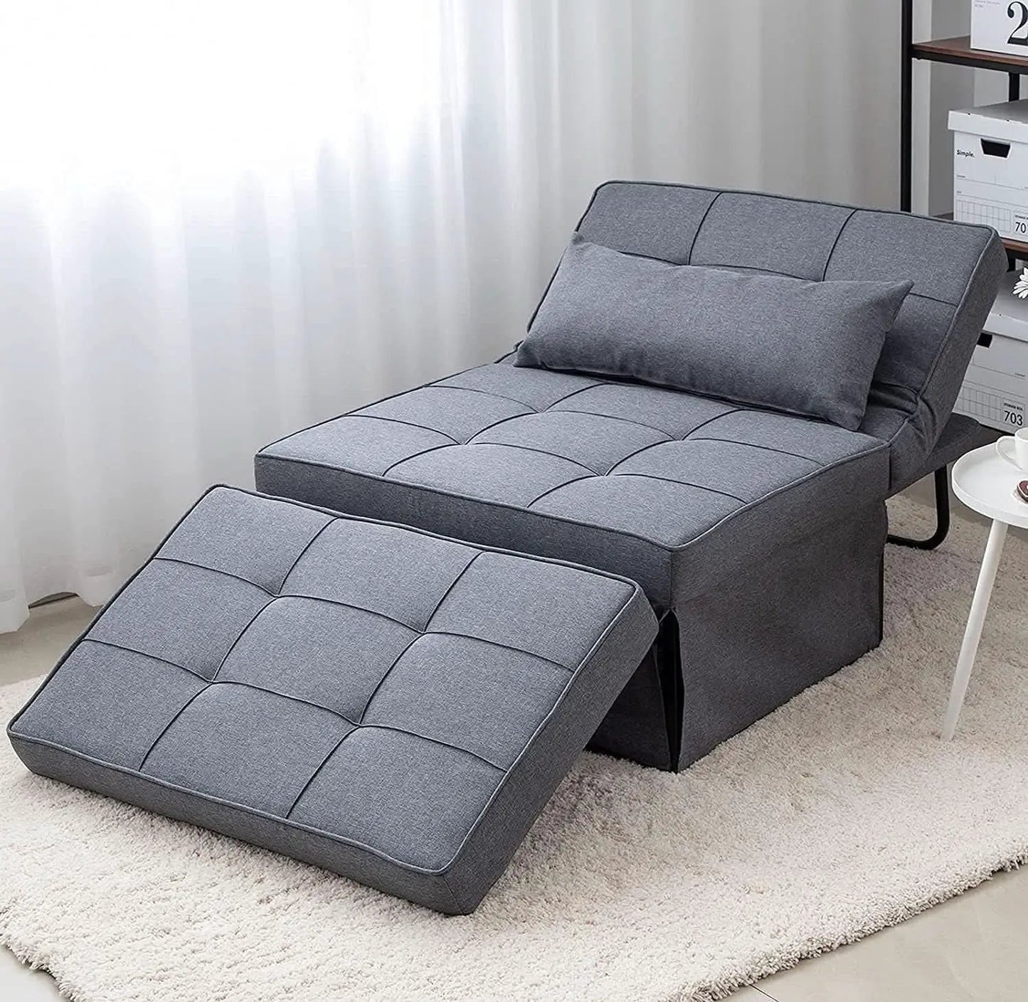 Light Grey Contemporary Convertible Sofa Bed Ottoman from PriceLows™
