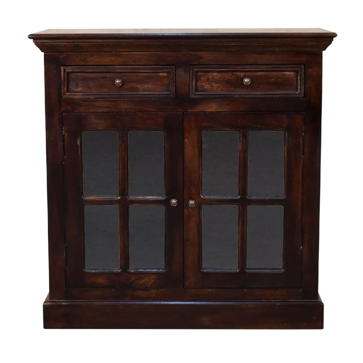 Cabinet With Glazed Doors | 2 Pieces | Solid Wood & Brass | Living Room
