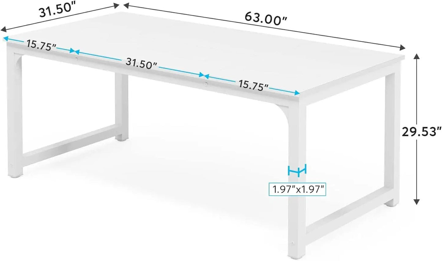 63 Inch White Executive Office Desk 31.5 Inch Wide from PriceLows™