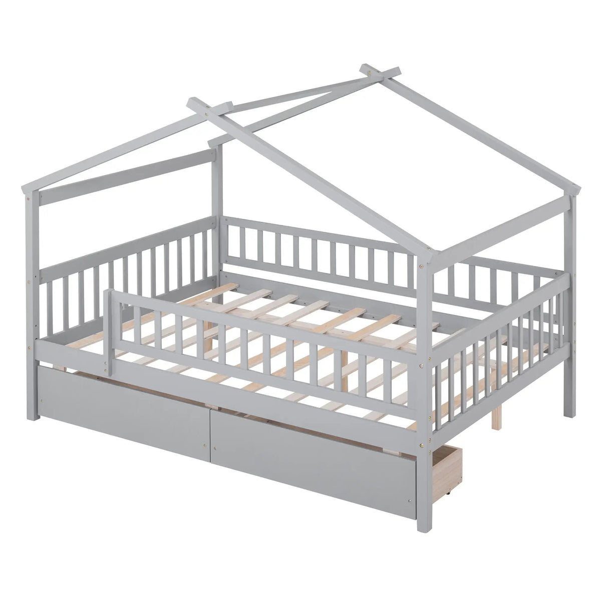 Kids House Bed With 2 Drawers | Sky Roof Design | Classic House Shape | 62.9 Inch Height