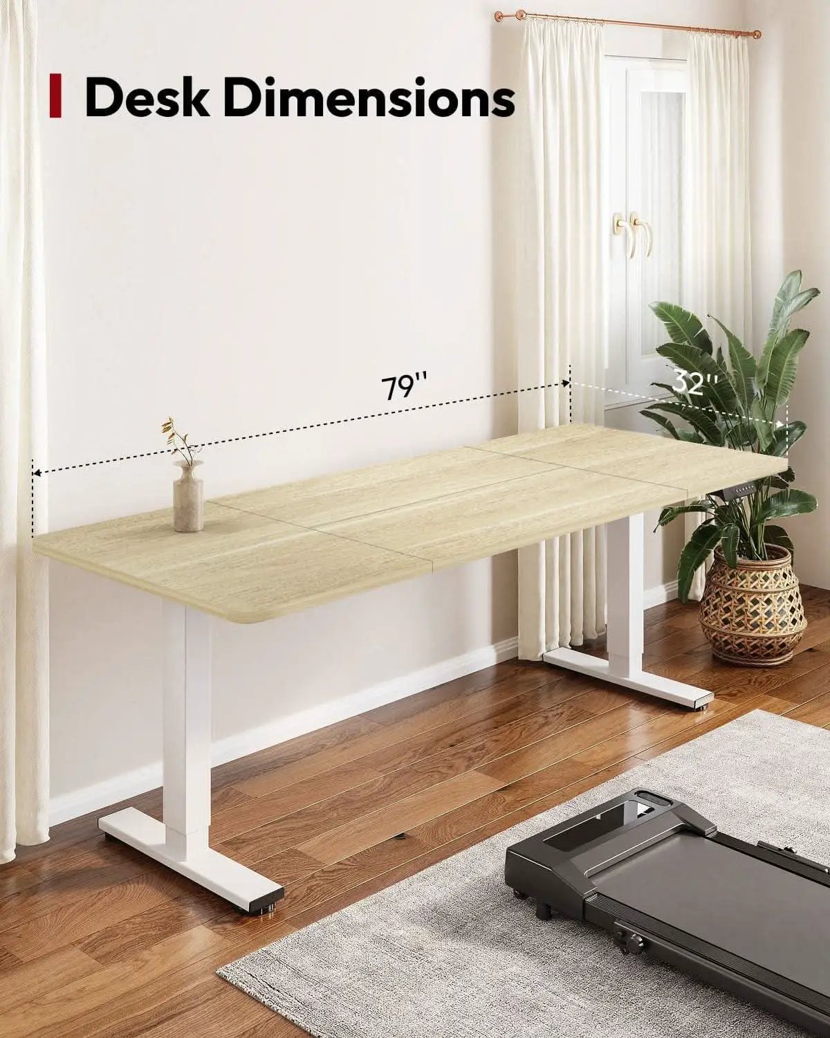 Electric Height Adjustable Standing Desk 79x32 White from PriceLows™