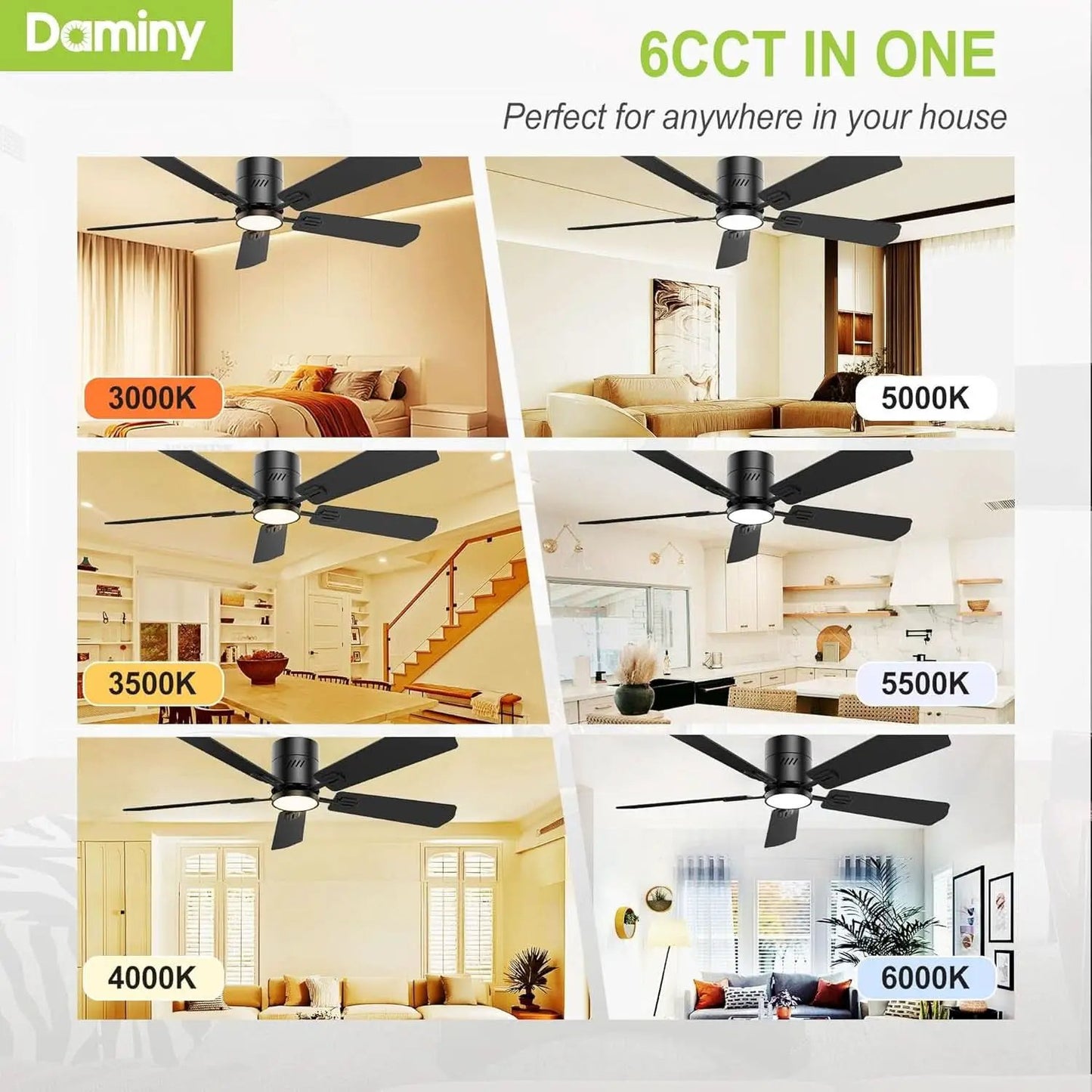 52 Inch Black Walnut DC Motor Ceiling Fan With Light Remote from PriceLows™