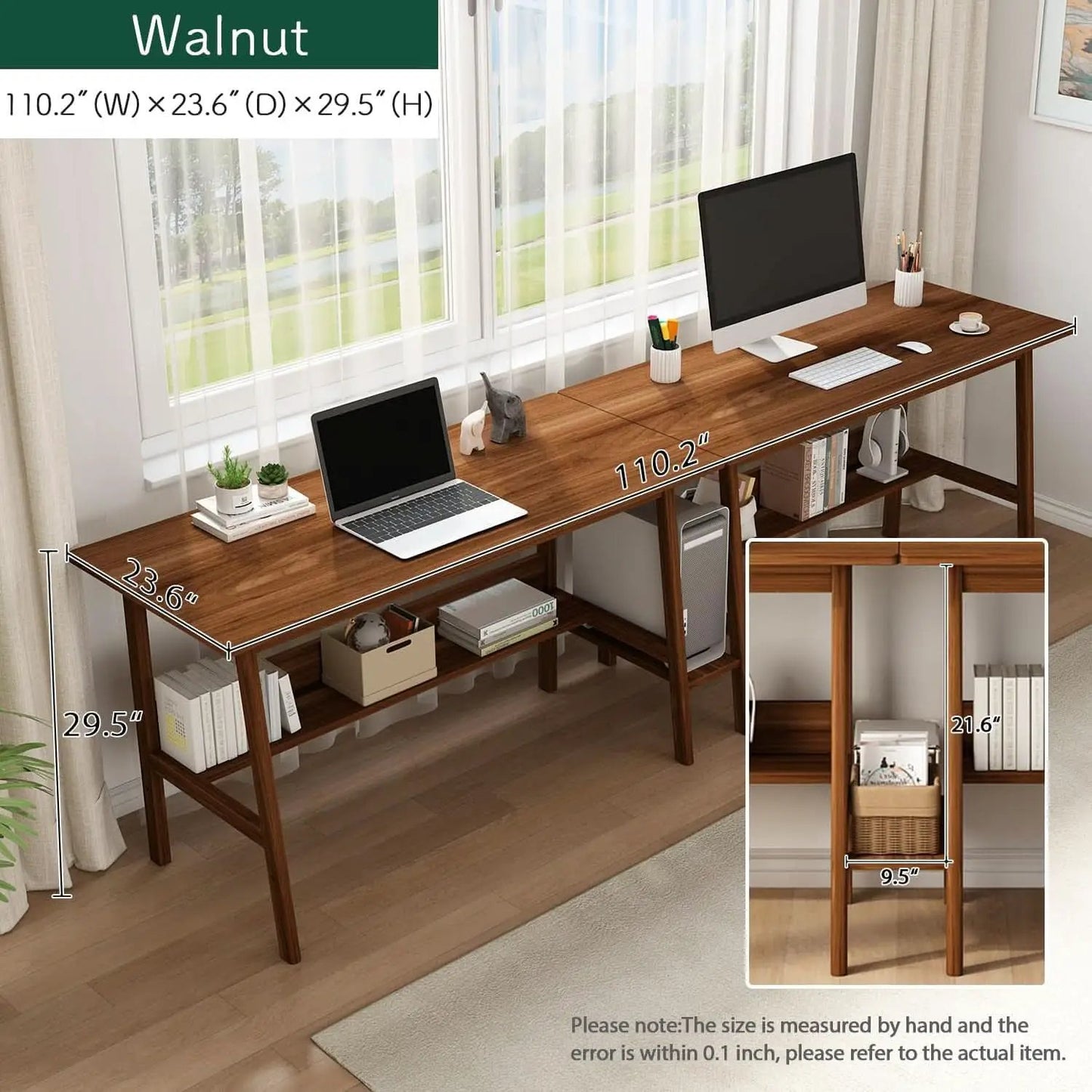 Walnut 110 Inches Twin Person Computer Workstation from PriceLows™