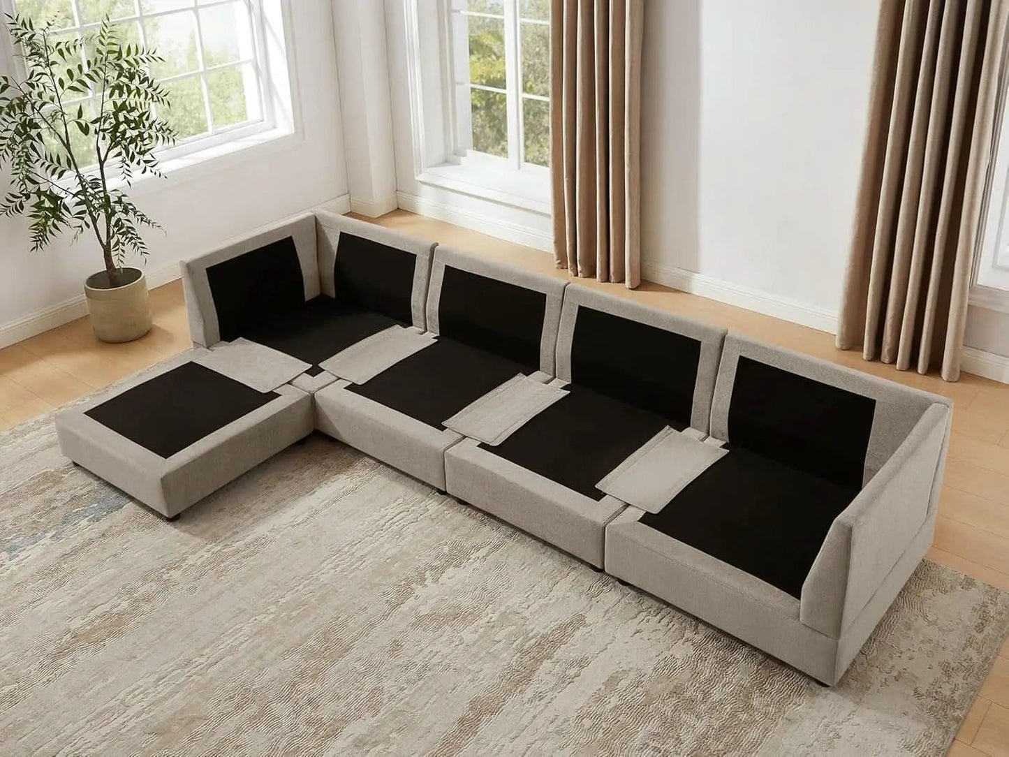 127 Inch Taupe Contemporary Modular Sectional Sofa from PriceLows™