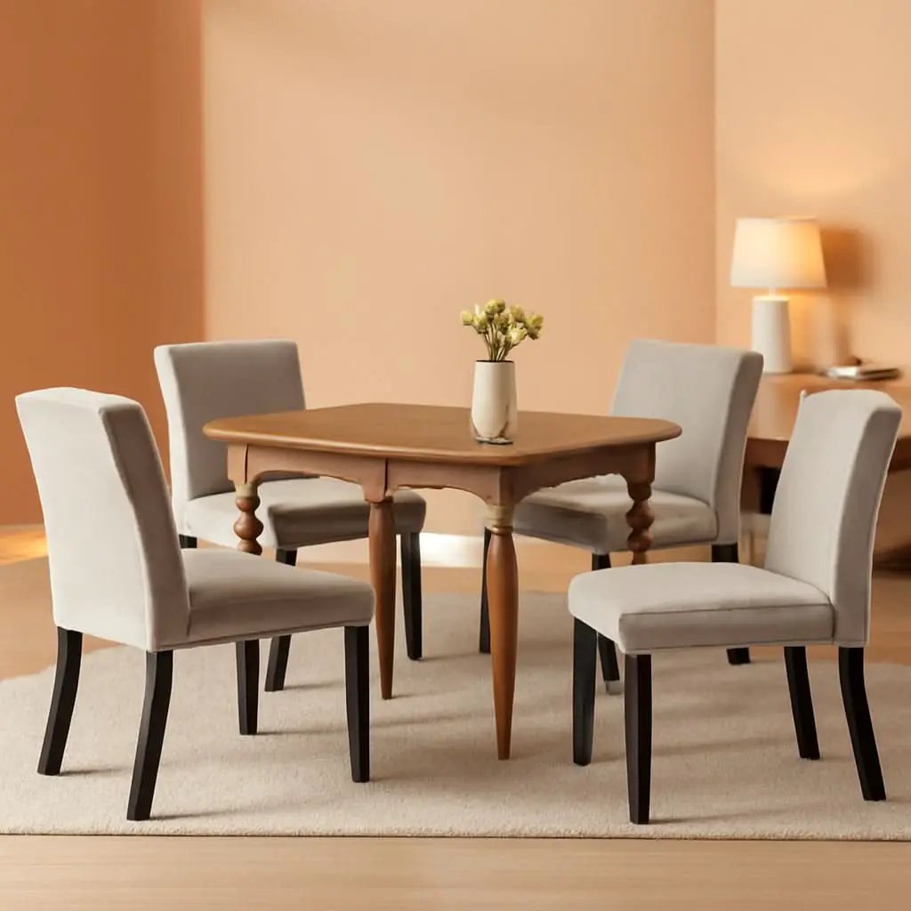 Corduroy Upholstered Dining Chairs With Wood Legs Set Of 6 from PriceLows™