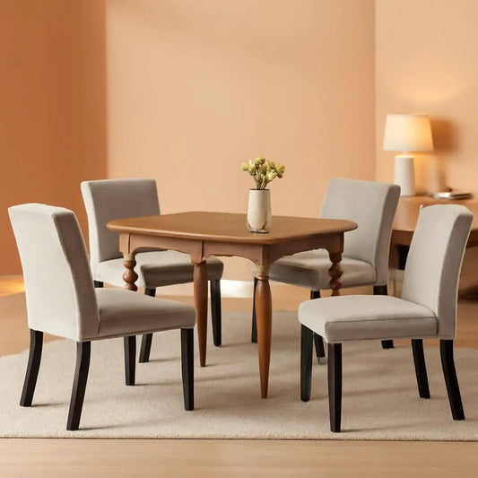 Corduroy Upholstered Dining Chairs With Wood Legs Set Of 6 from PriceLows™