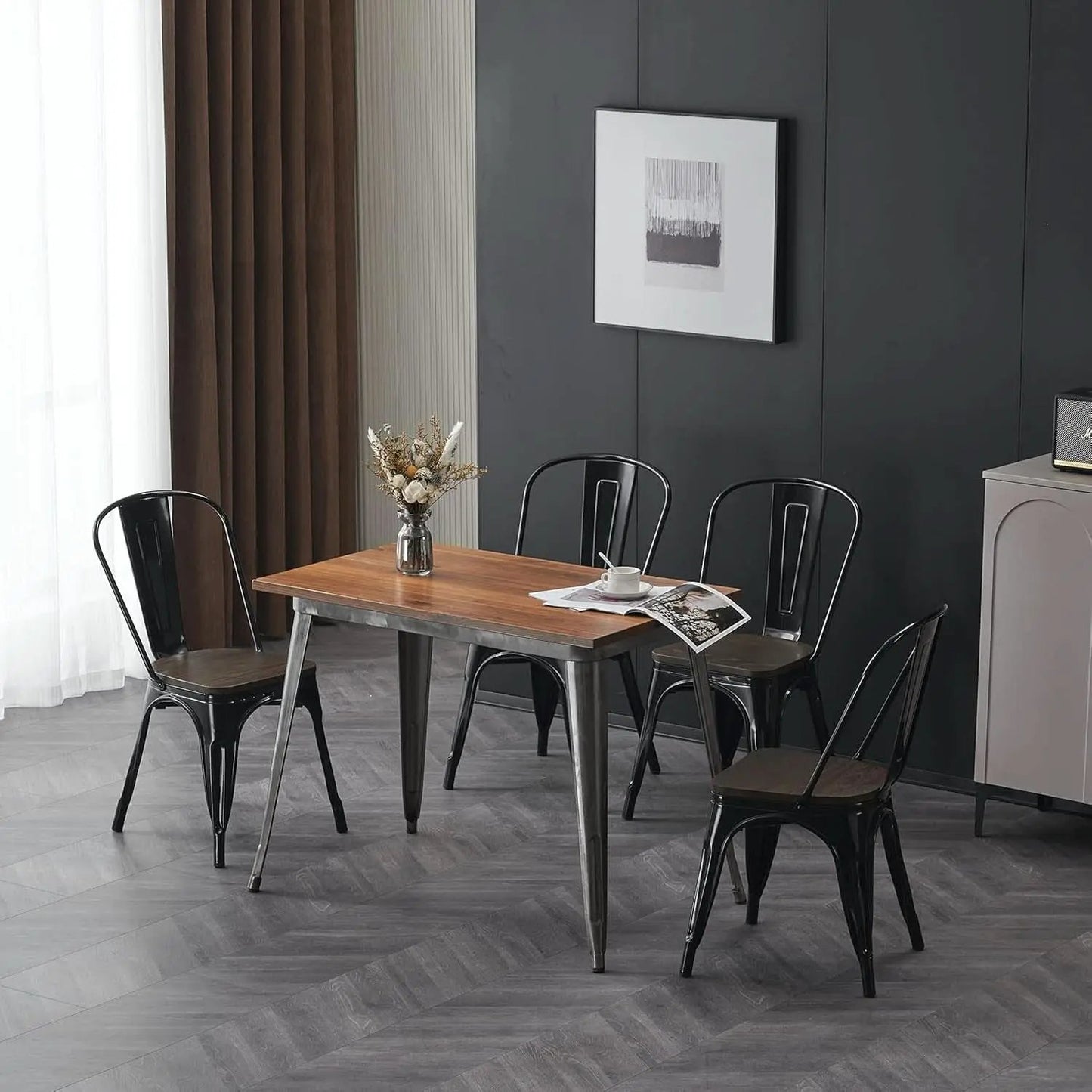 Stackable Metal Dining Chair 18 Inch For Kitchen Use from PriceLows™