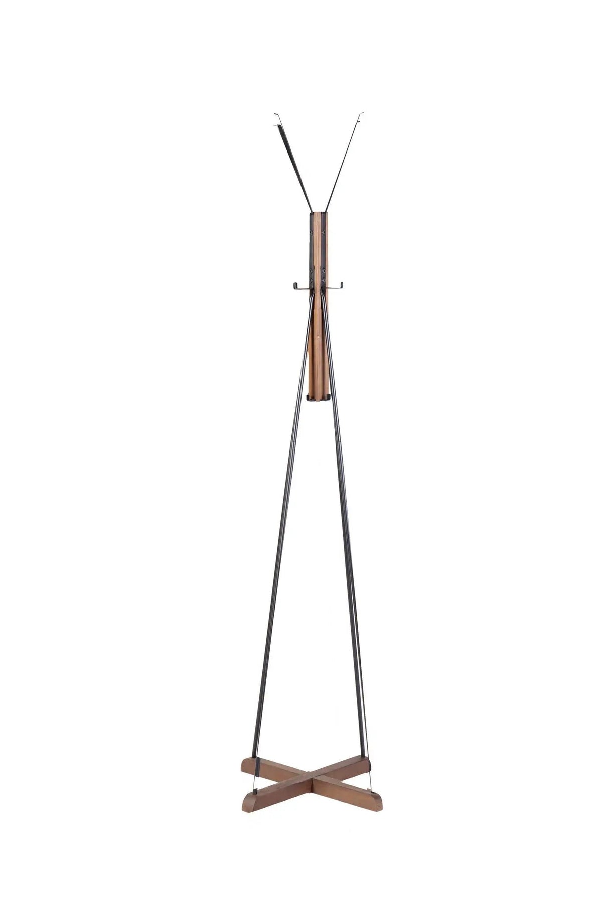 Freestanding Coat Rack | Reclaimed Wood And Metal | 71 Inch Height | Cross Wood Base