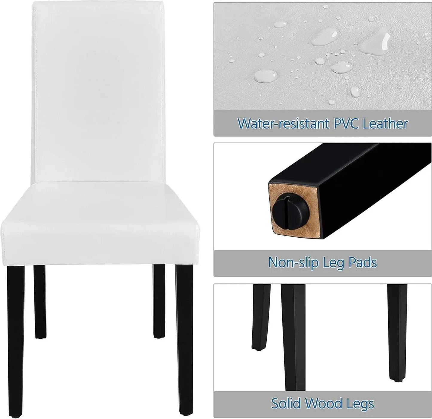 Dining Chair Set Of 4 White Faux Leather Parson Chairs from PriceLows™