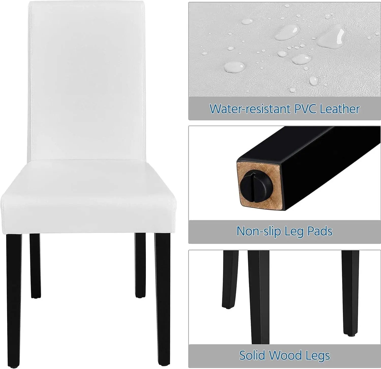 Dining Chair Set Of 4 White Faux Leather Parson Chairs from PriceLows™