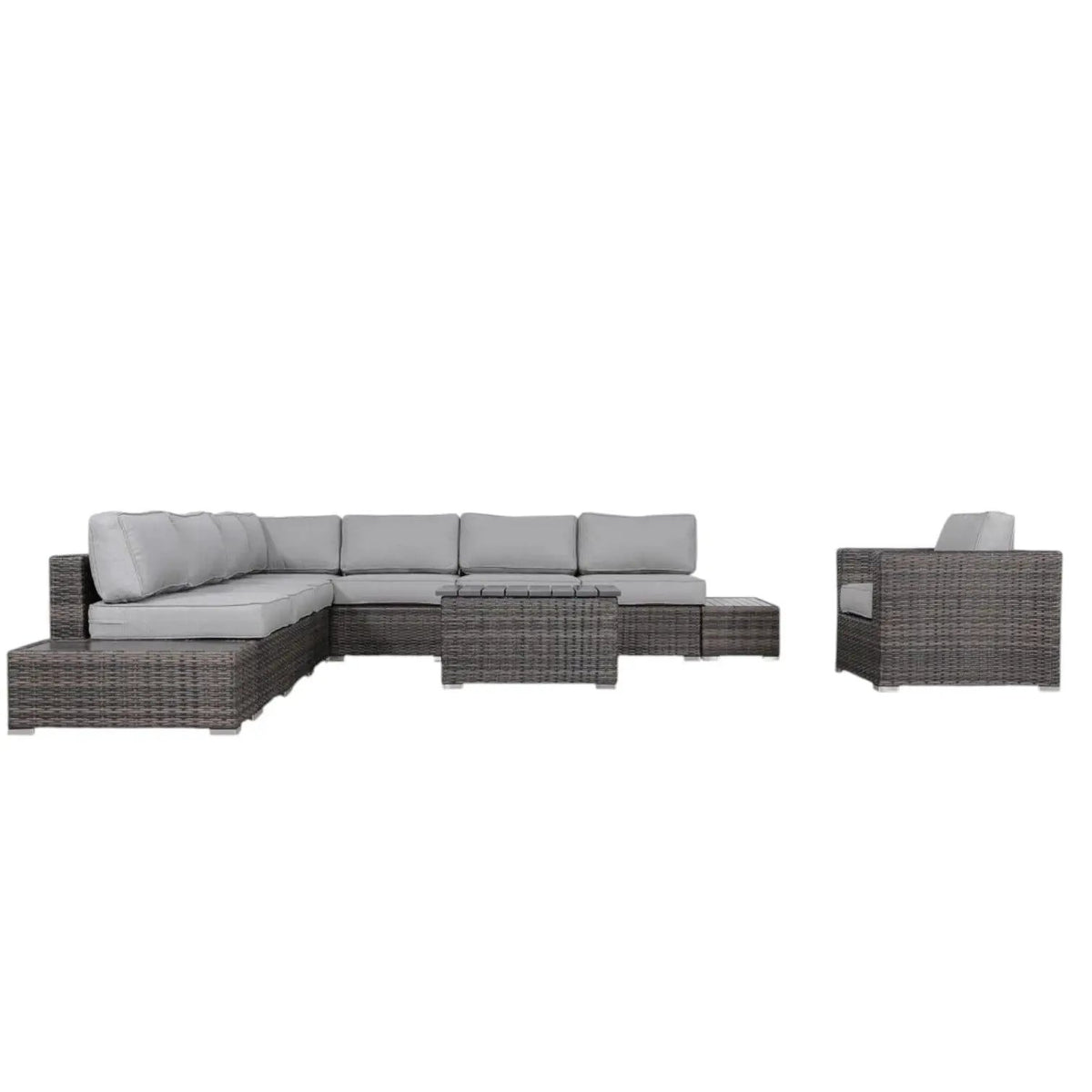 Outdoor Sectional Set | Handcrafted Wicker | Ultra-Soft Cushions | Entertainment Seating