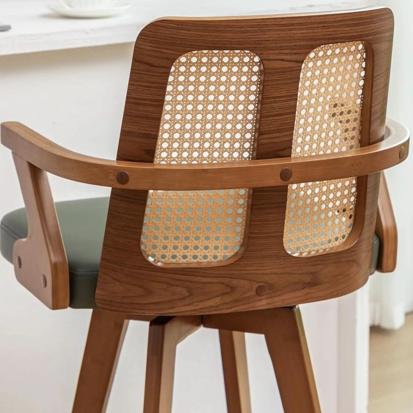 Swivel Counter Stools Set of Two with Rattan Back from PriceLows™