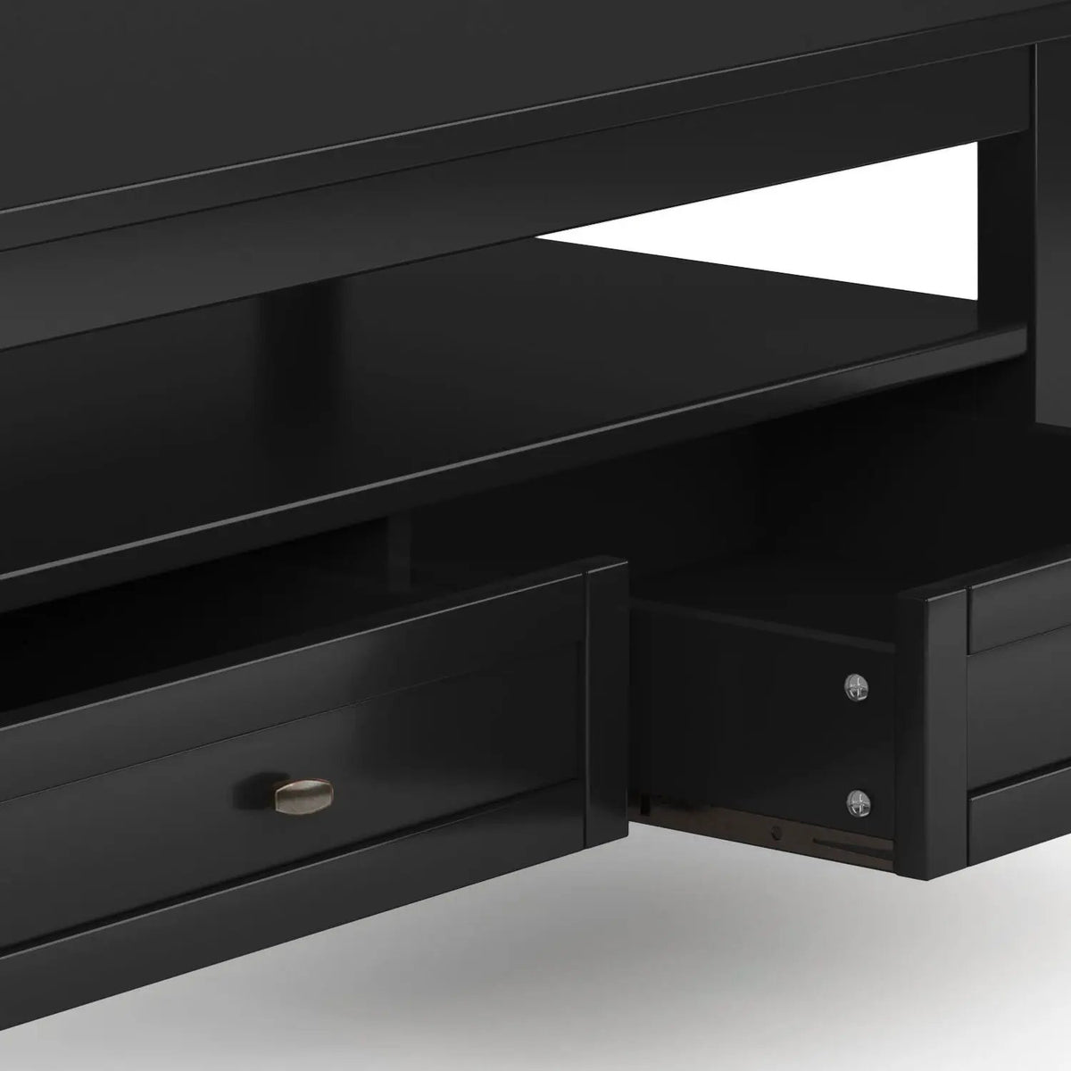 Warm Shaker Solid Wood Table | Bottom Drawer | Open Shelf Storage