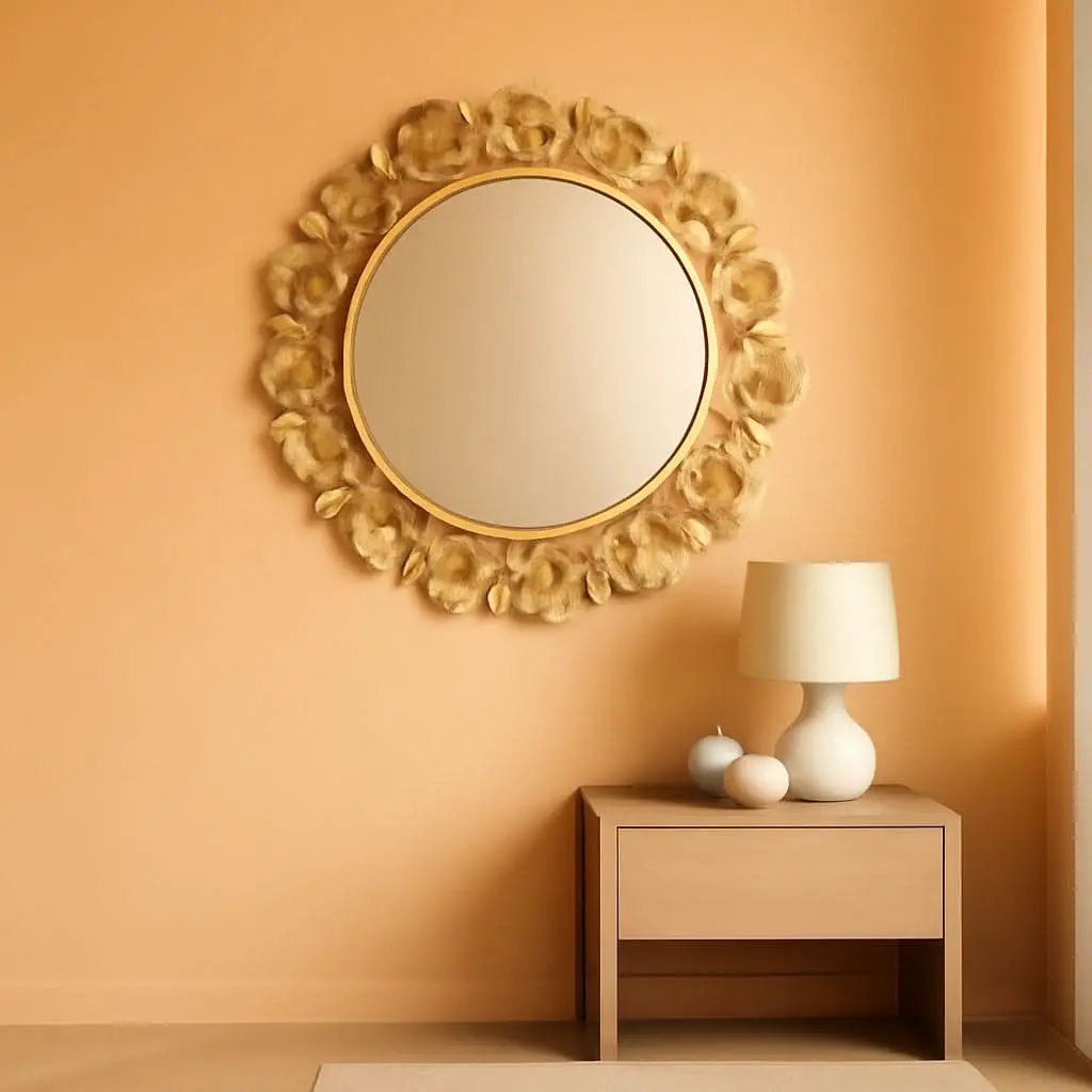 Round Wall Mirror 30.5 Inch Iron Eden Gold For Living Room from PriceLows™