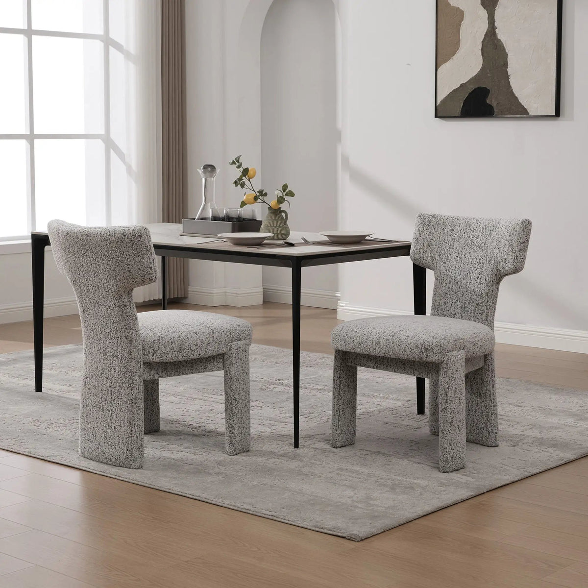 Armless Accent Chairs | Curved Back | Futuristic Design | Foam Padded Fabric