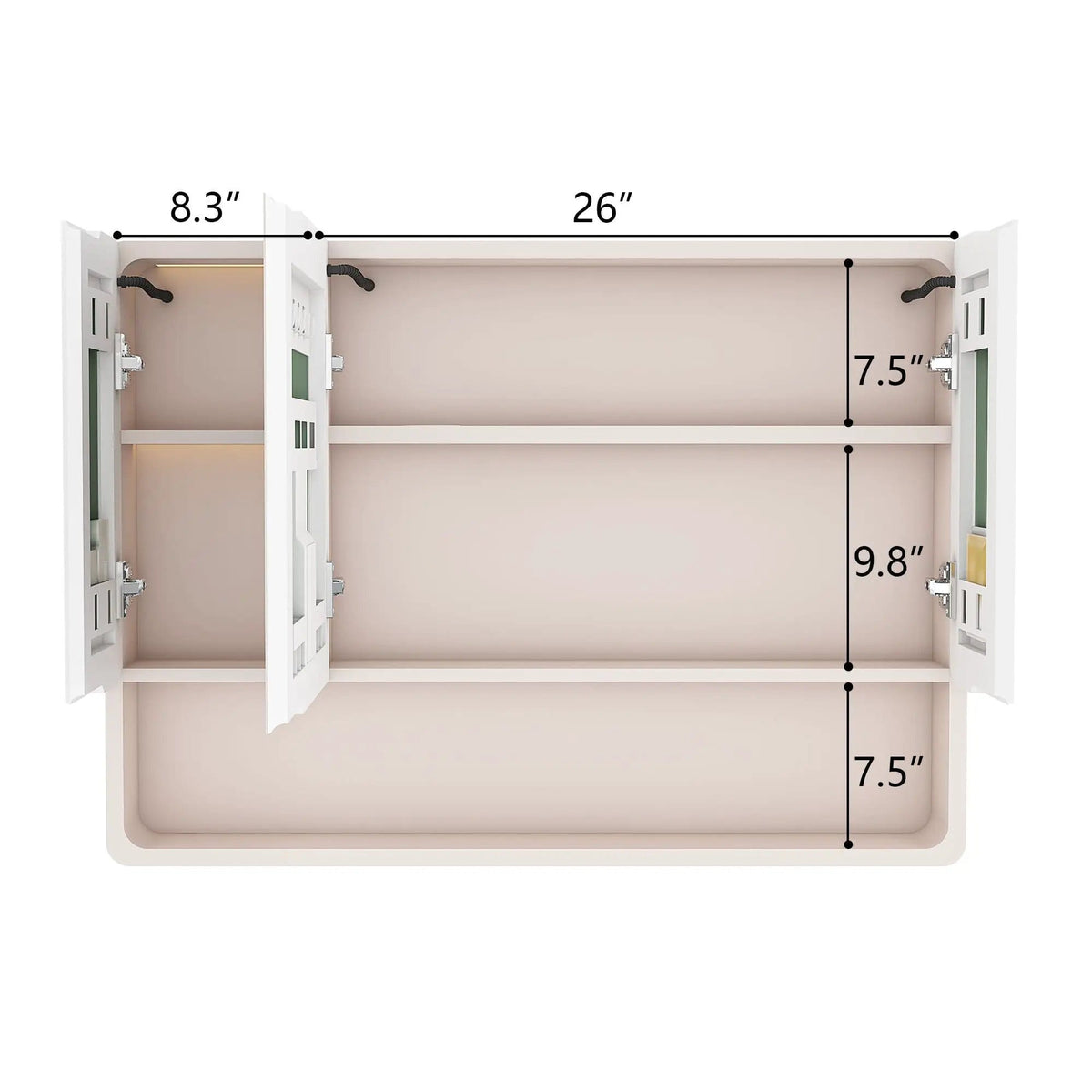 Aluminium Medicine Cabinet Mirror, With 3 Colors LED Light And Defogging Function | 35.43 x 27.56 x 4.92 in | Glass & Aluminum | Home