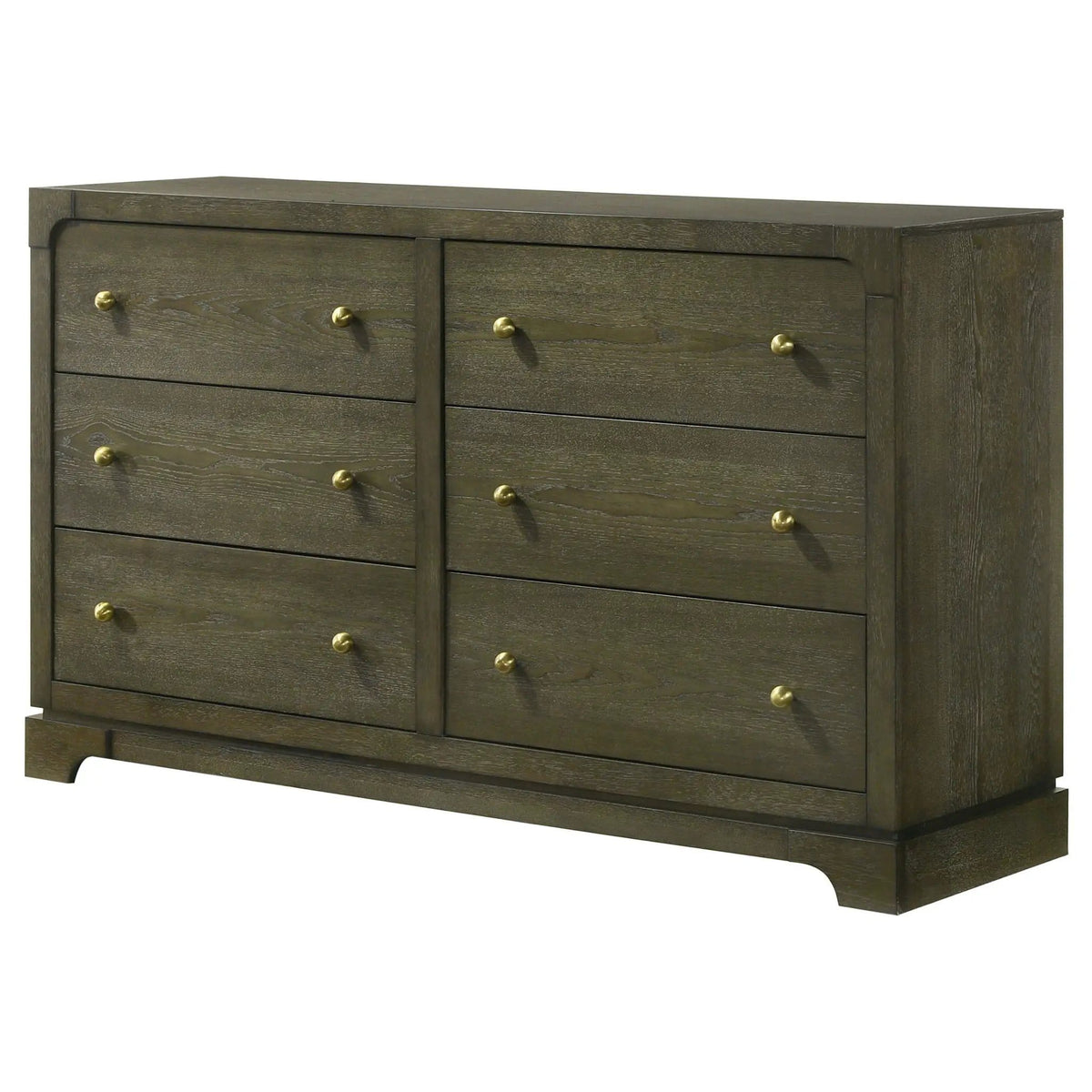 Gran Park 6-drawer Dresser Cabinet Dark Cocoa | 61 x 18.25 x 36 in | Veneer & Brass | Bedroom