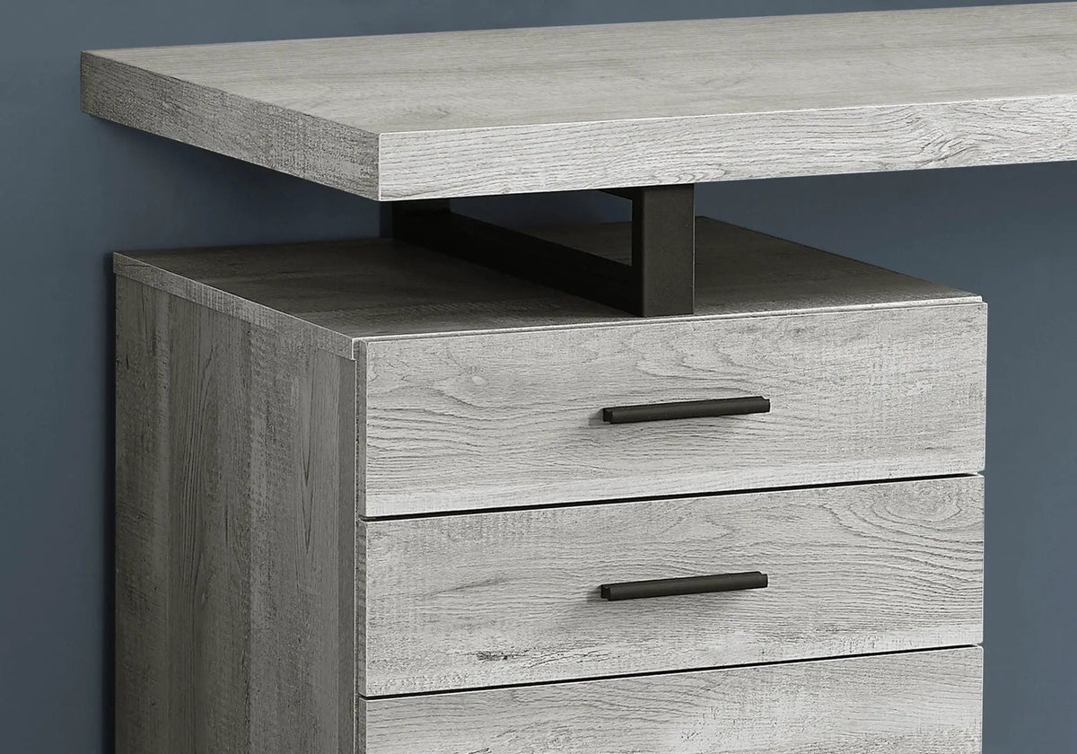 48 Inch Reversible Computer Desk | Laminate Finish | U-Shaped Metal Legs | Ample Storage Drawers