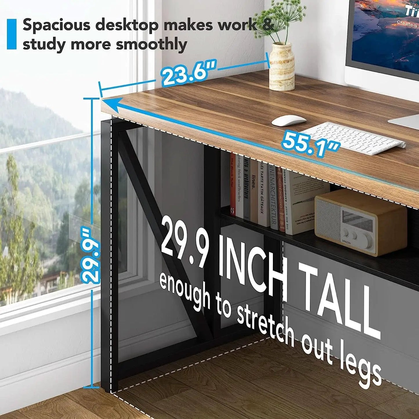 Rustic L Shaped Desk With Storage Cabinet On Wheels from PriceLows™