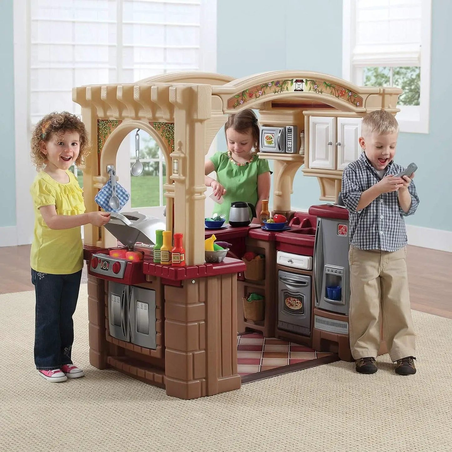 Kids Kitchen Playset With Interactive Lights Brown from PriceLows™