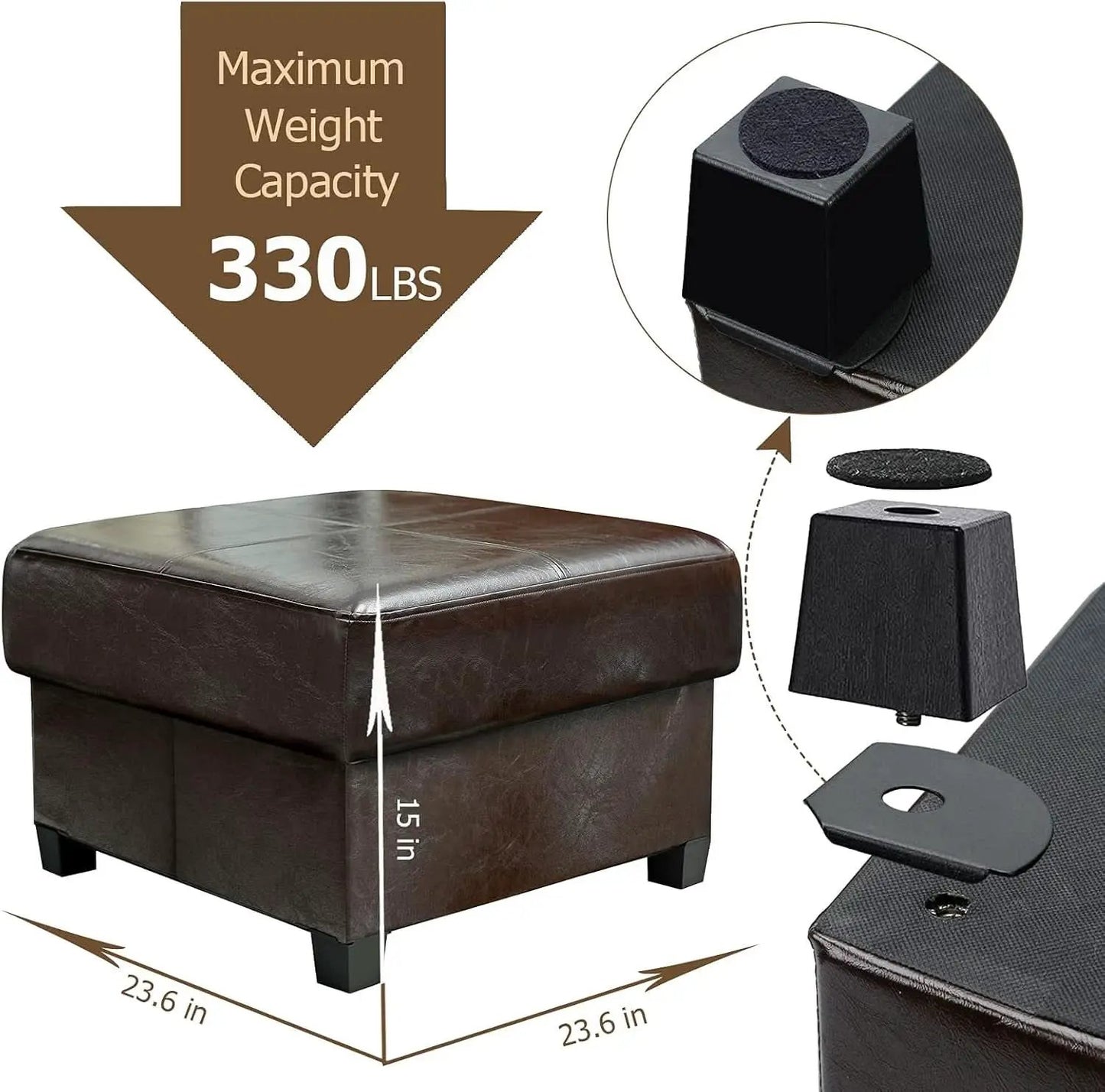 Brown Folding Storage Bench Ottoman Hidden Compartments from PriceLows™