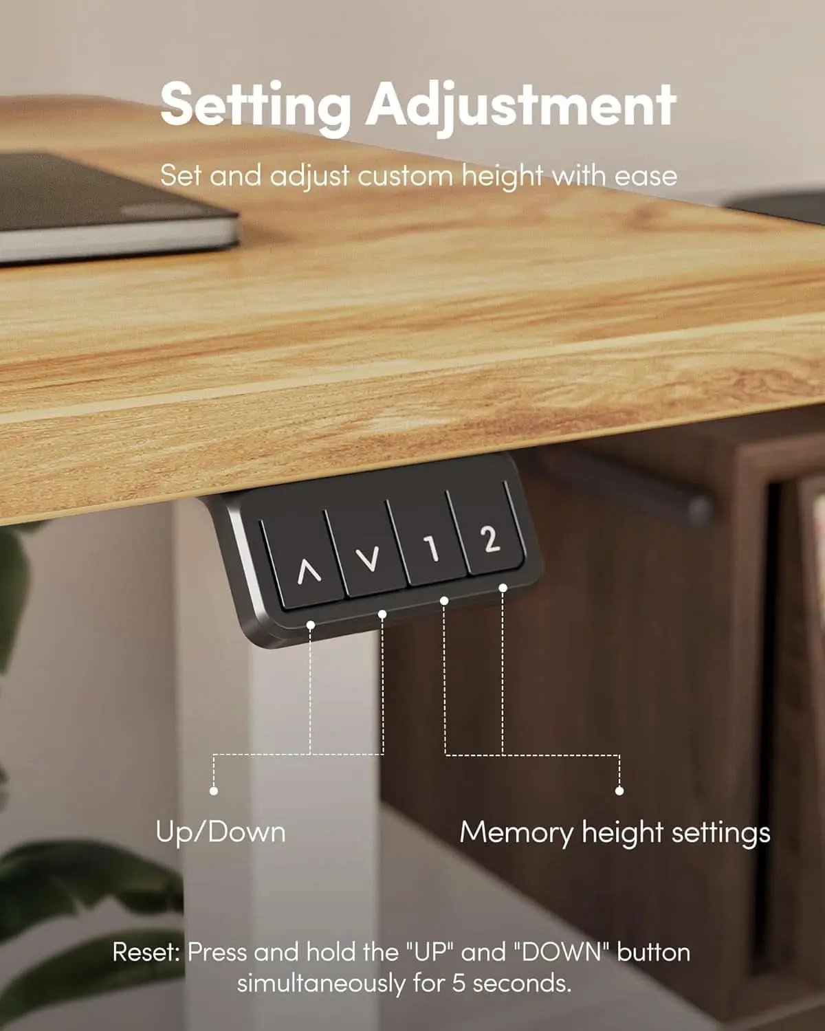 Electric Standing Desk 55x24 Height Adjustable Light Brown from PriceLows™
