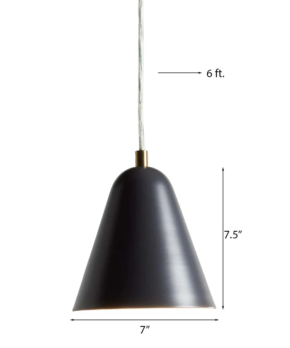 Scandinavian Mini Pendant Light | 7 Inch Wide | Black Metal Finish