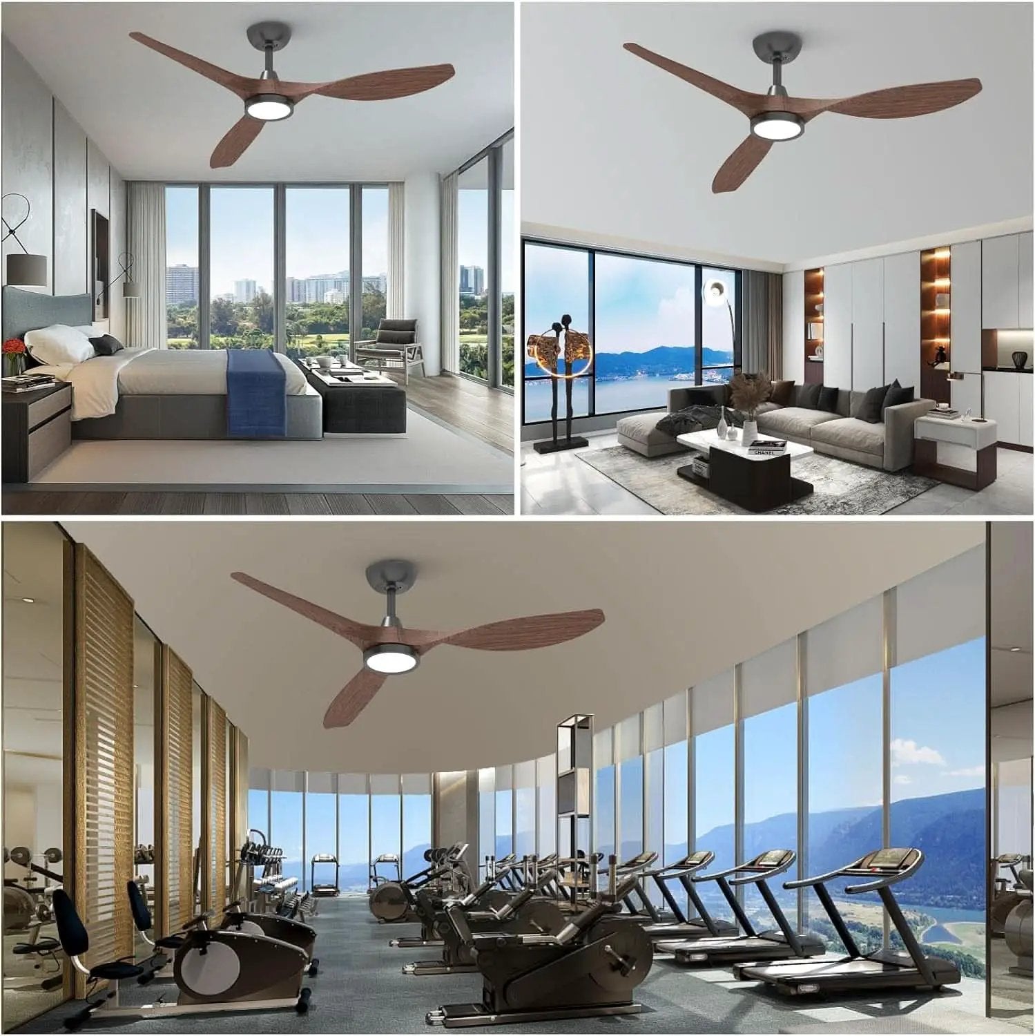 52 Inch Black Ceiling Fan With Lights And Remote Control from PriceLows™