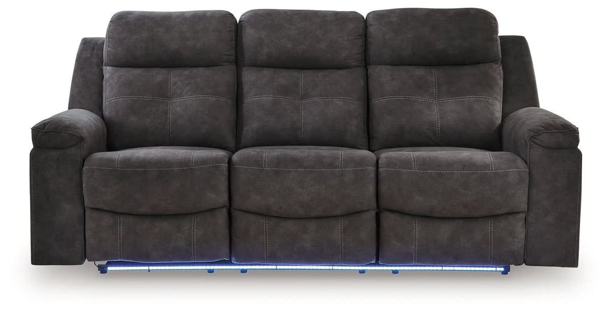 Brysonview Reclining Sofa | 87 x 40 x 41 in | Faux Leather & Metal | Charcoal