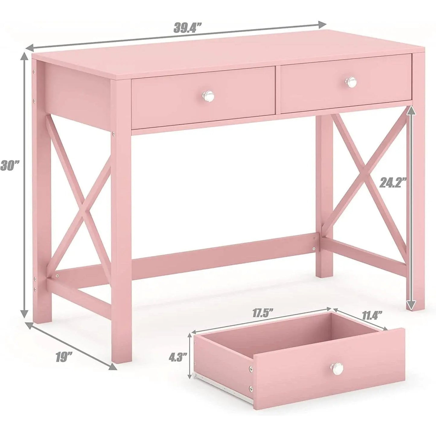 Pink Modern Vanity Desk With Drawers For Home Office from PriceLows™